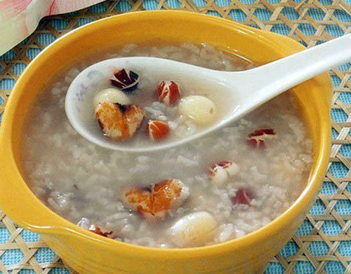 gruel of chinese yam, euryale seed and lotus seed for enteritis